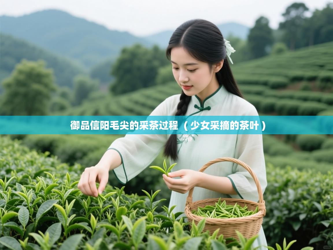 御品信阳毛尖的采茶过程  ( 少女采摘的茶叶 )