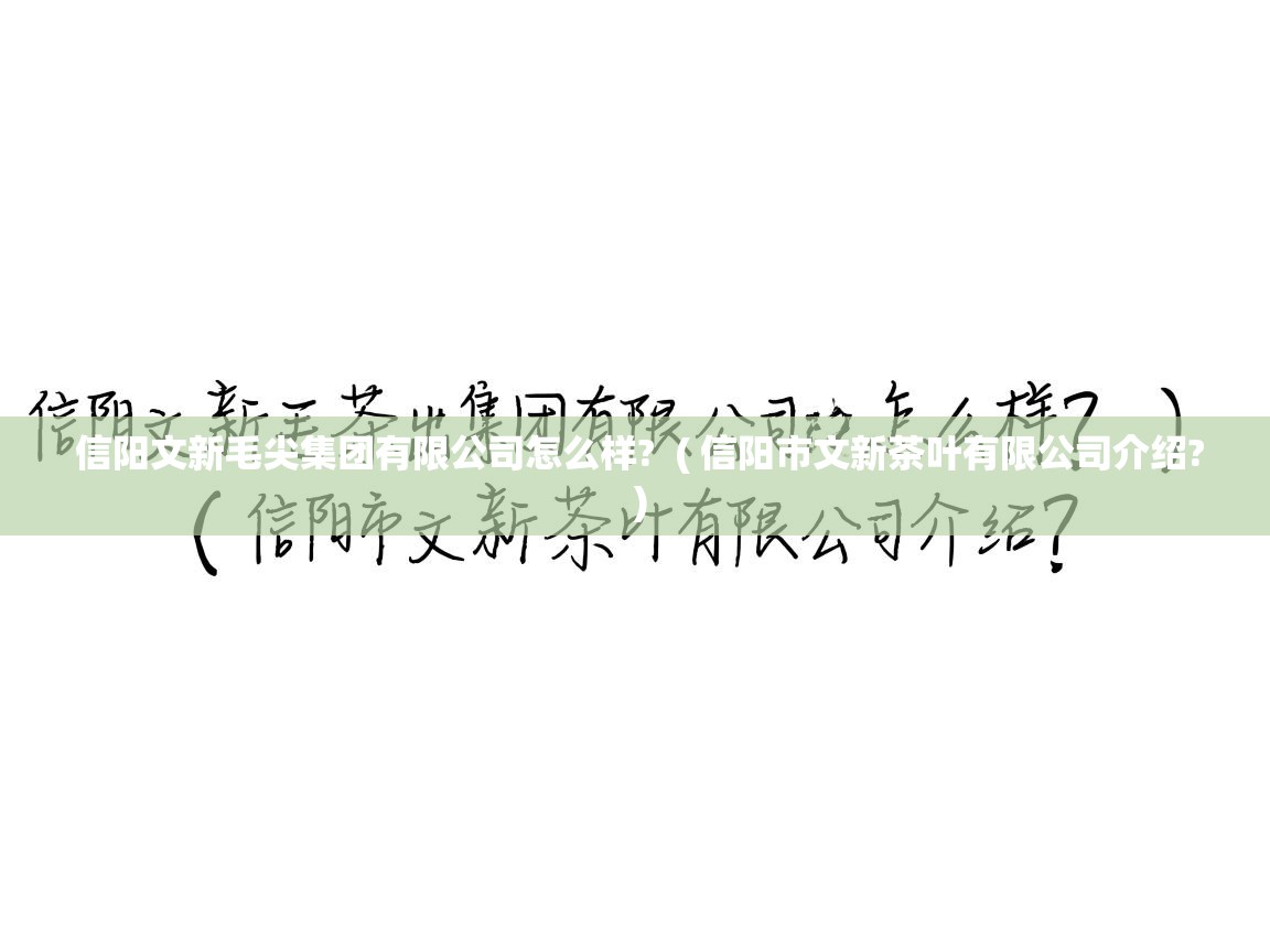  信阳文新毛尖集团有限公司怎么样?  ( 信阳市文新茶叶有限公司介绍? )