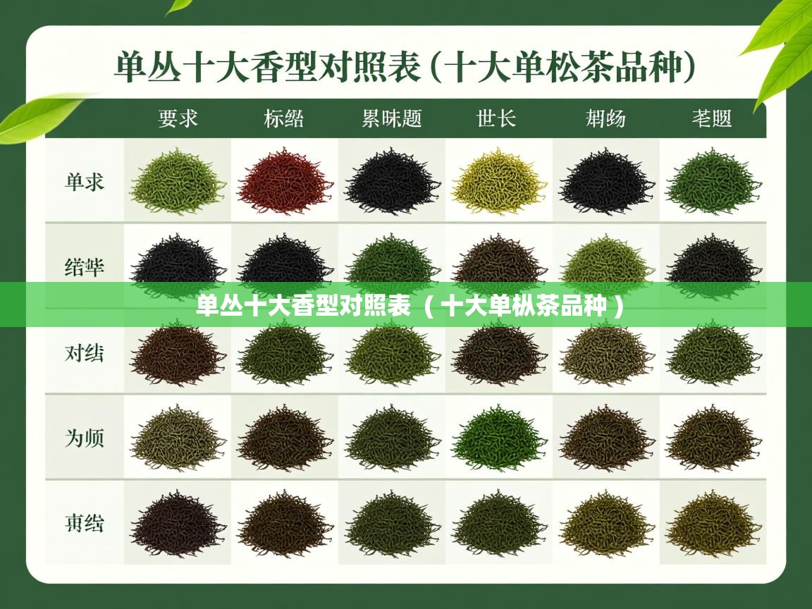 详细阅读: 单丛十大香型对照表  ( 十大单枞茶品种 )  单丛十大香型对照表  ( 十大单枞茶品种 )
