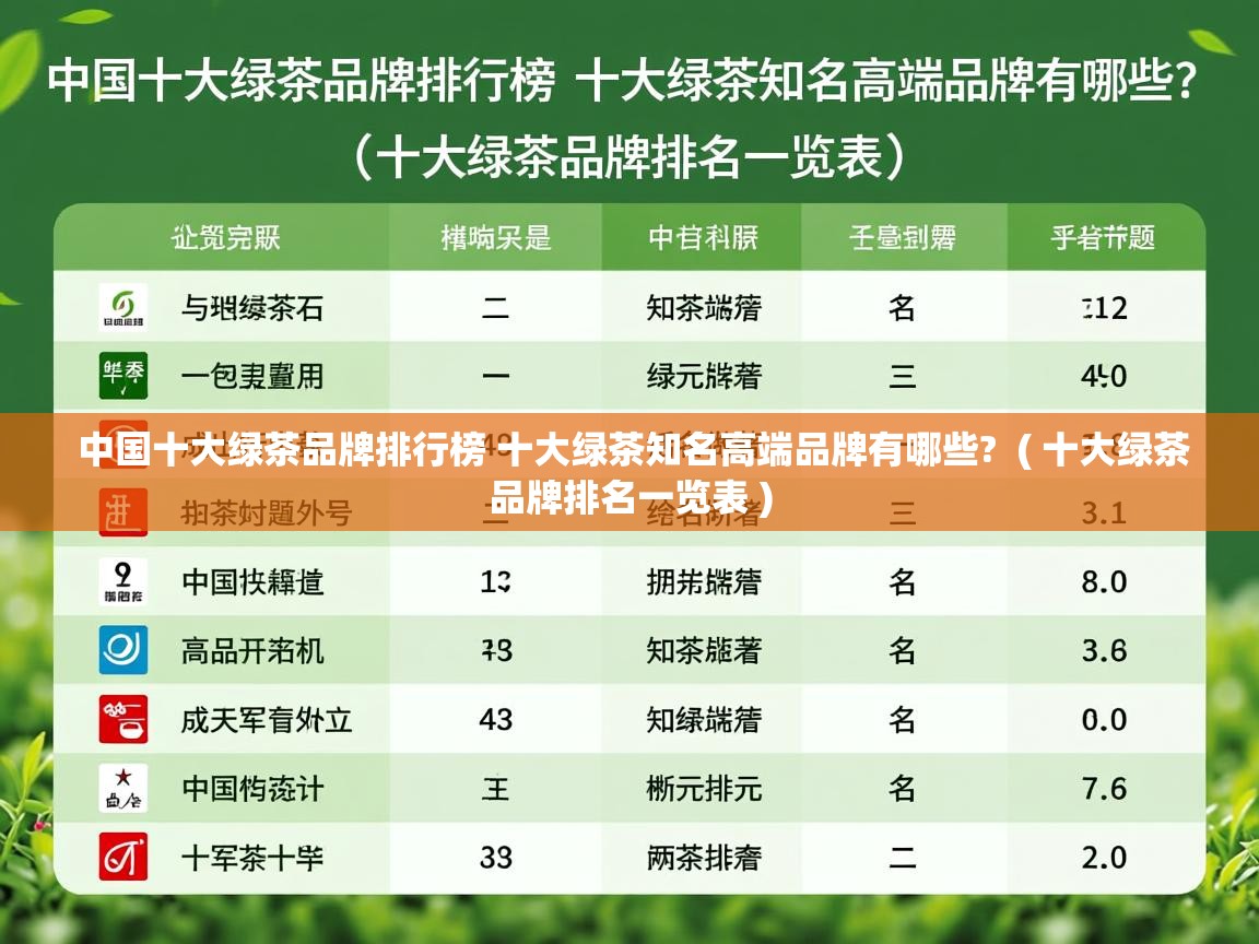详细阅读: 中国十大绿茶品牌排行榜 十大绿茶知名高端品牌有哪些?  ( 十大绿茶品牌排名一览表 )  中国十大绿茶品牌排行榜 十大绿茶知名高端品牌有哪些?  ( 十大绿茶品牌排名一览表 )